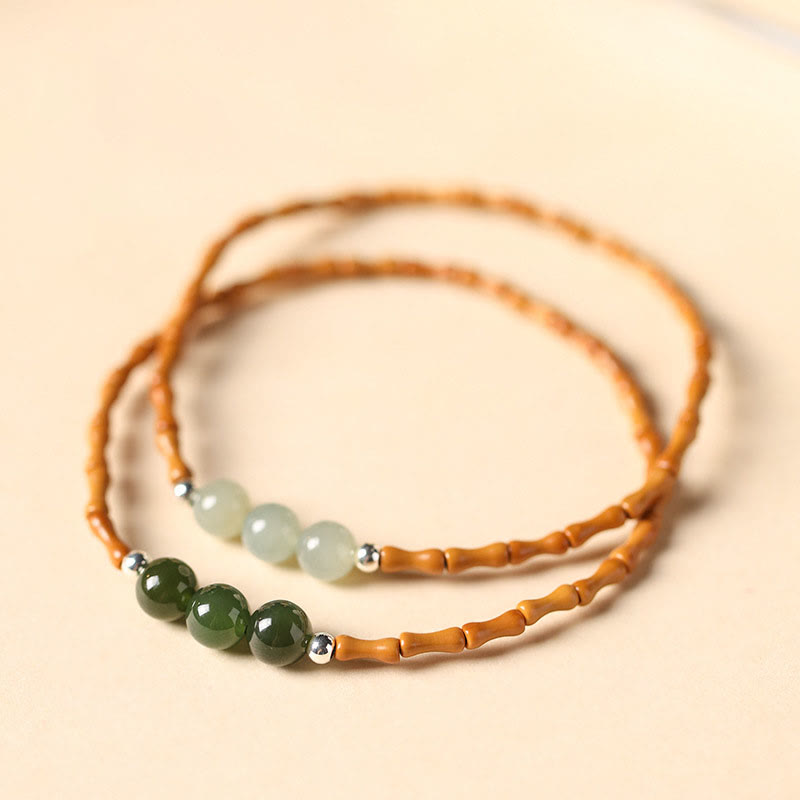 Bracelet porte-bonheur en jade Hetian et noyau d'olive, perles de 6 mm