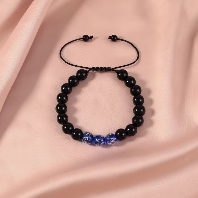 Bracelet de force en obsidienne noire de 10 mm avec pierre lumineuse