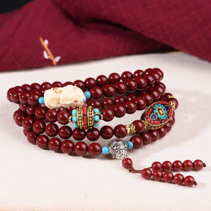Bracelet Mala Tara Calme Bodhisattva Cinabre 8 mm