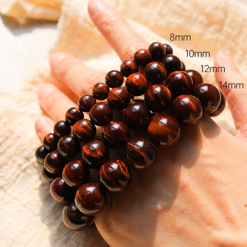 Bracelet de guérison en œil de tigre de 14 mm pour la protection et le courage