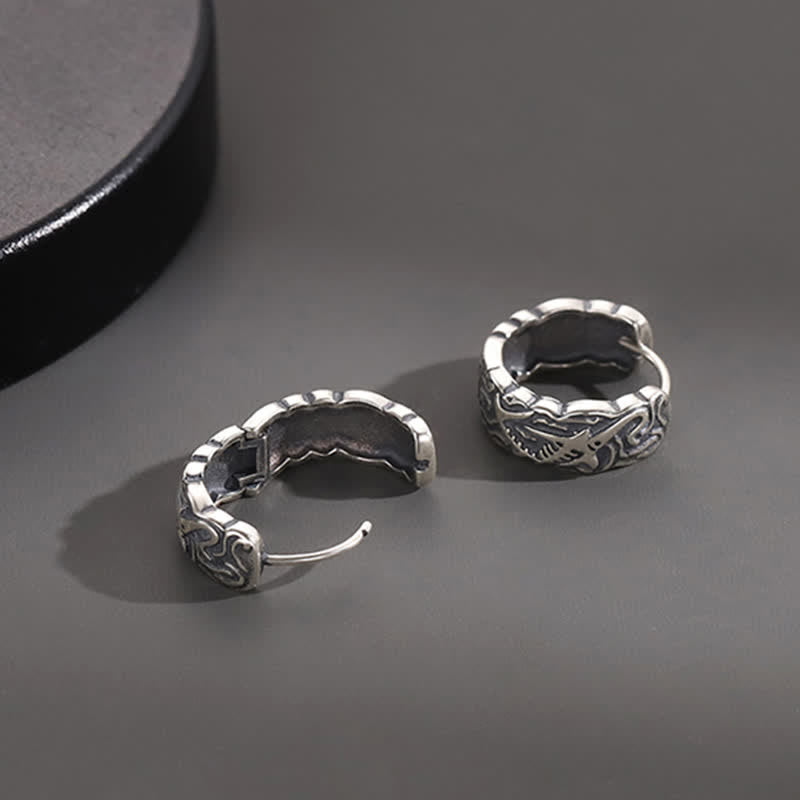 Boucles d'oreilles spirituelles en cuivre à motif d'arêtes de poisson pour la richesse et la chance