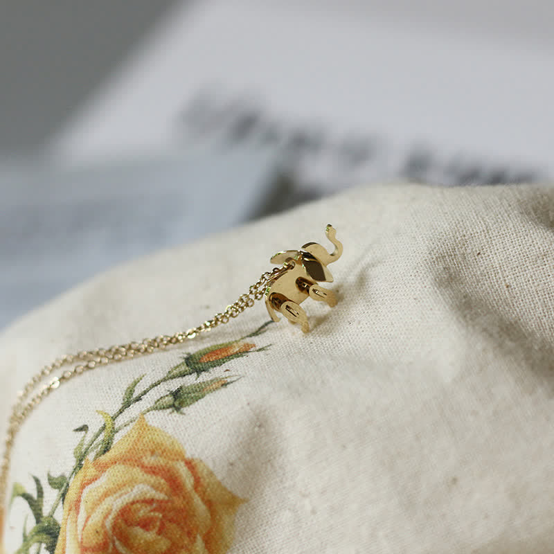 Collier porte-bonheur en acier titane éléphant pour la force et la sagesse