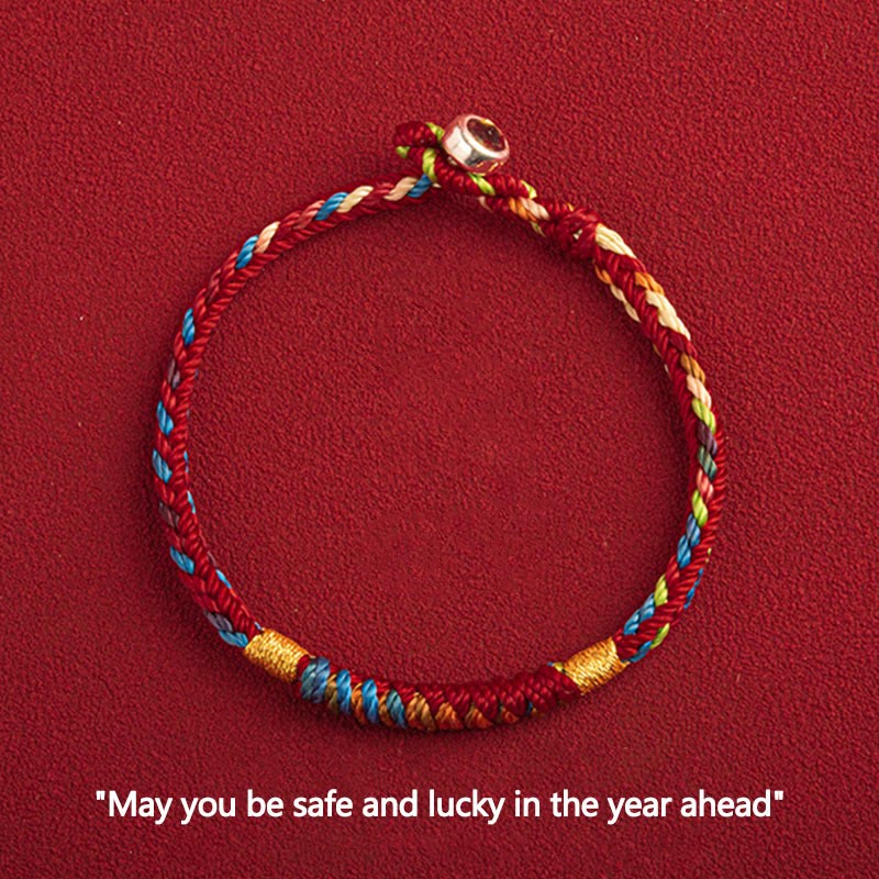 Multicolored Red String Bracelet with King Kong Knot for Protection