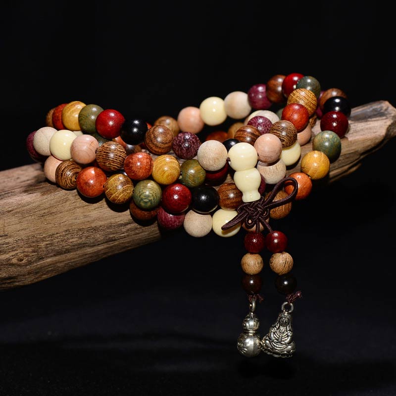 108 Beads Wenge Wood Mala Bracelet for Meditation & Balance