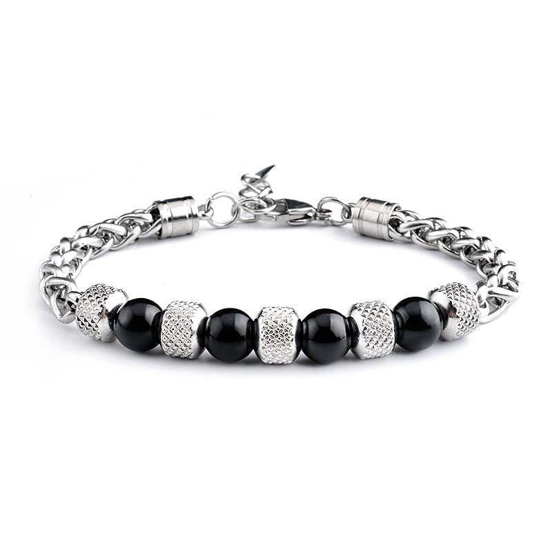 Bracelet Courage en Onyx Noir Œil de Tigre 8 mm