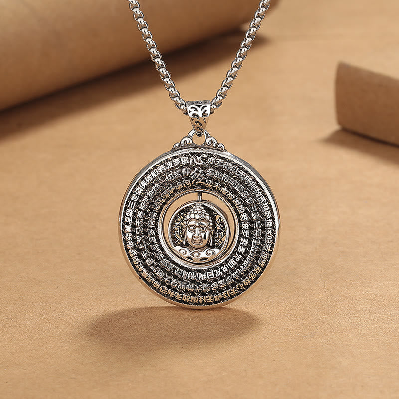 Collier à boucle de paix Bouddha en cuivre Sutra du cœur