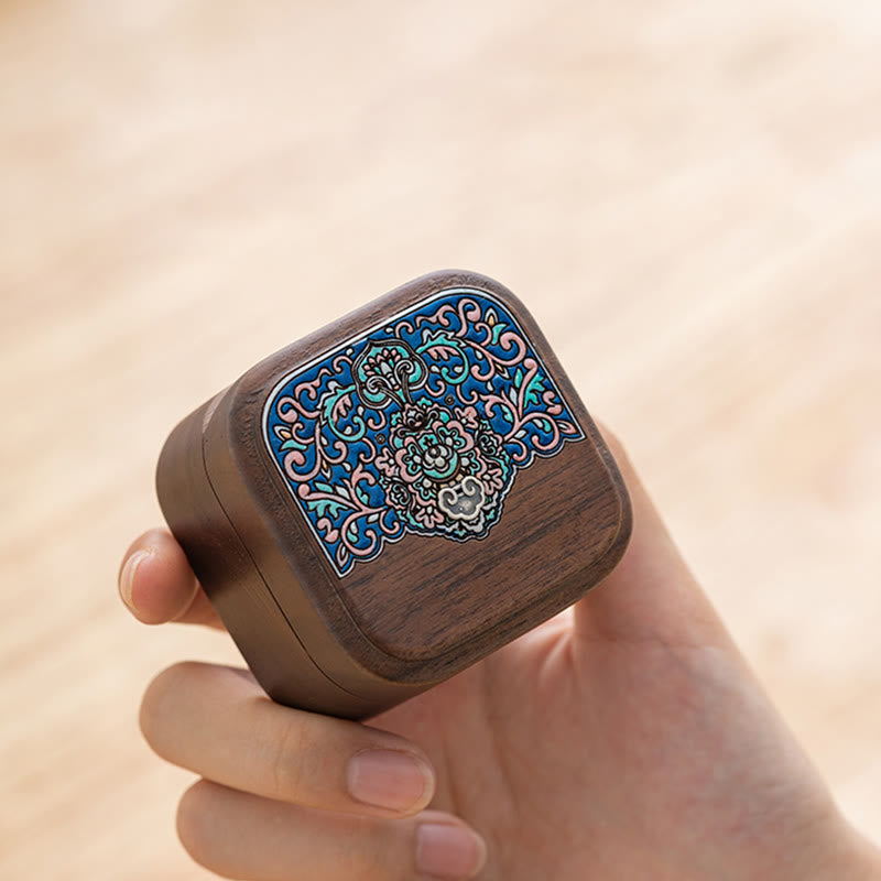 Boîte de rangement pour bagues et bijoux en bois de noyer noir faite à la main