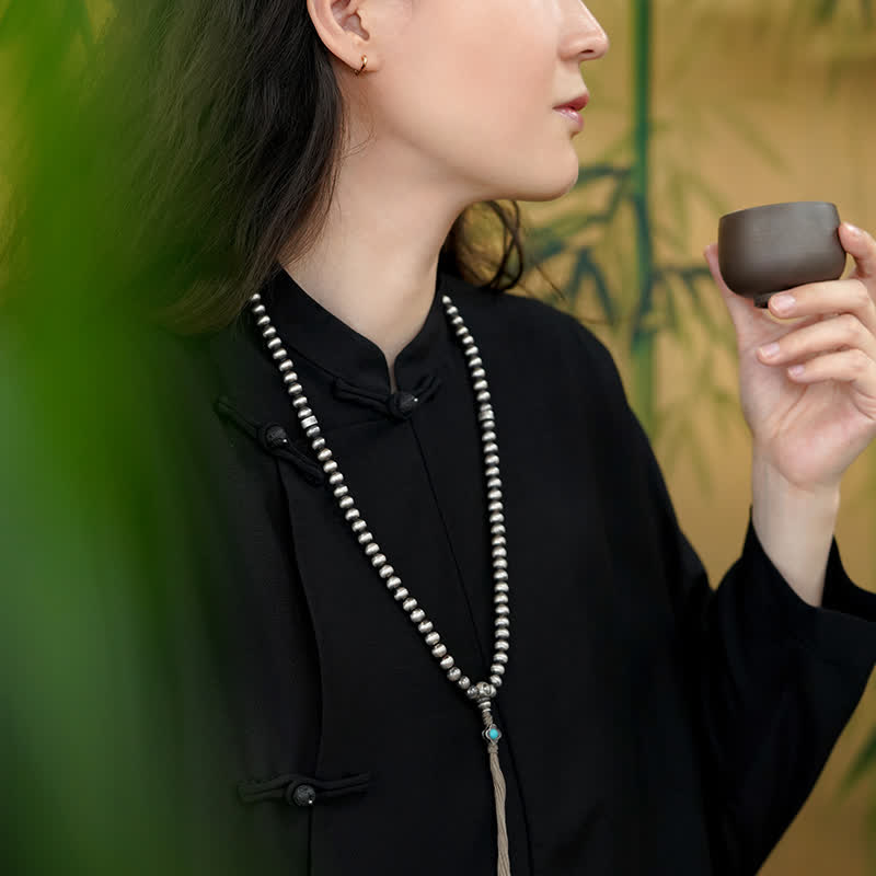 Bracelet de confiance en argent sterling avec 108 perles Mala et agate rouge turquoise
