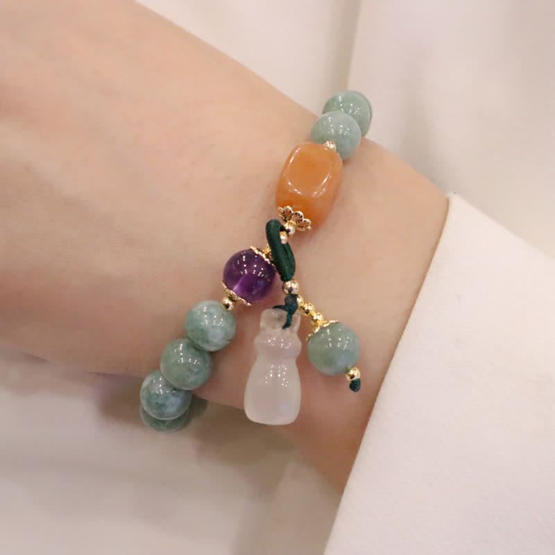 Bracelet de guérison en jade avec jade cyan et améthyste pour l'harmonie