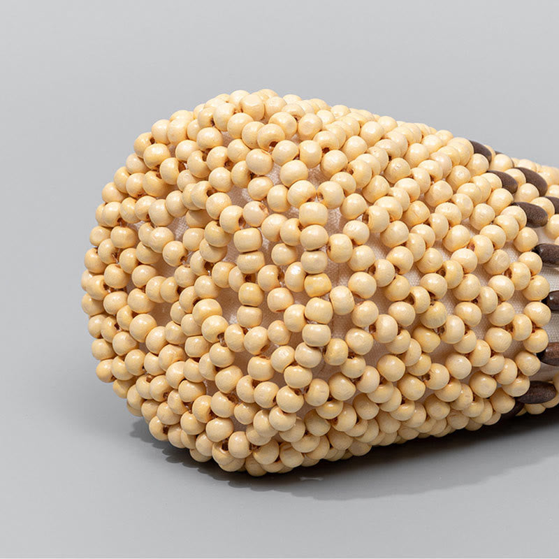 Sac seau en perles de bois 12 cm pour bijoux spirituels