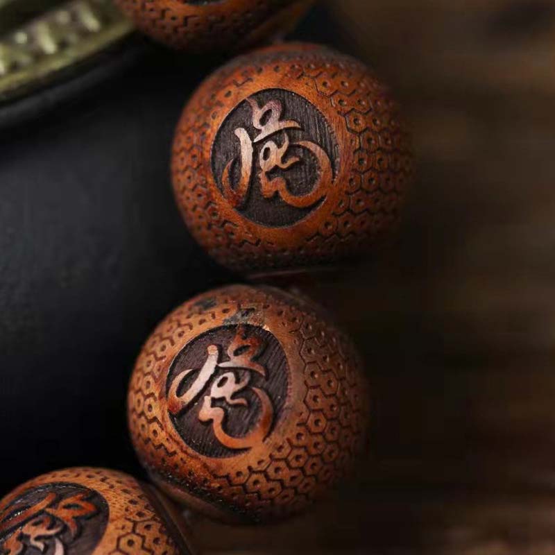 Bracelet de protection du tigre en bois de rose 20 mm | Zodiaque chinois