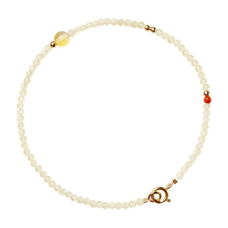 Bracelet de protection plaqué or 14 carats avec citrine de 2 mm