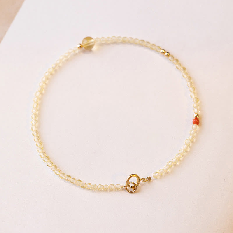 Bracelet de protection plaqué or 14 carats avec citrine de 2 mm