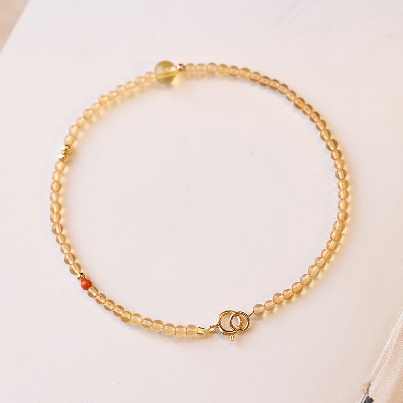 Bracelet de protection plaqué or 14 carats avec citrine de 2 mm