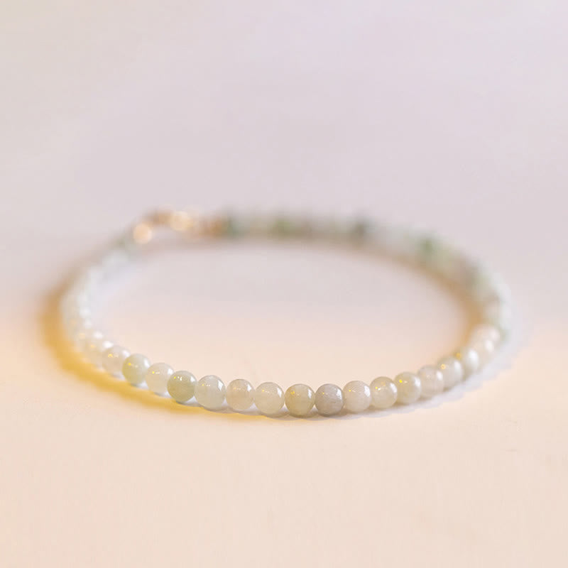 Bracelet porte-bonheur en jade de 2 mm plaqué or 14 carats