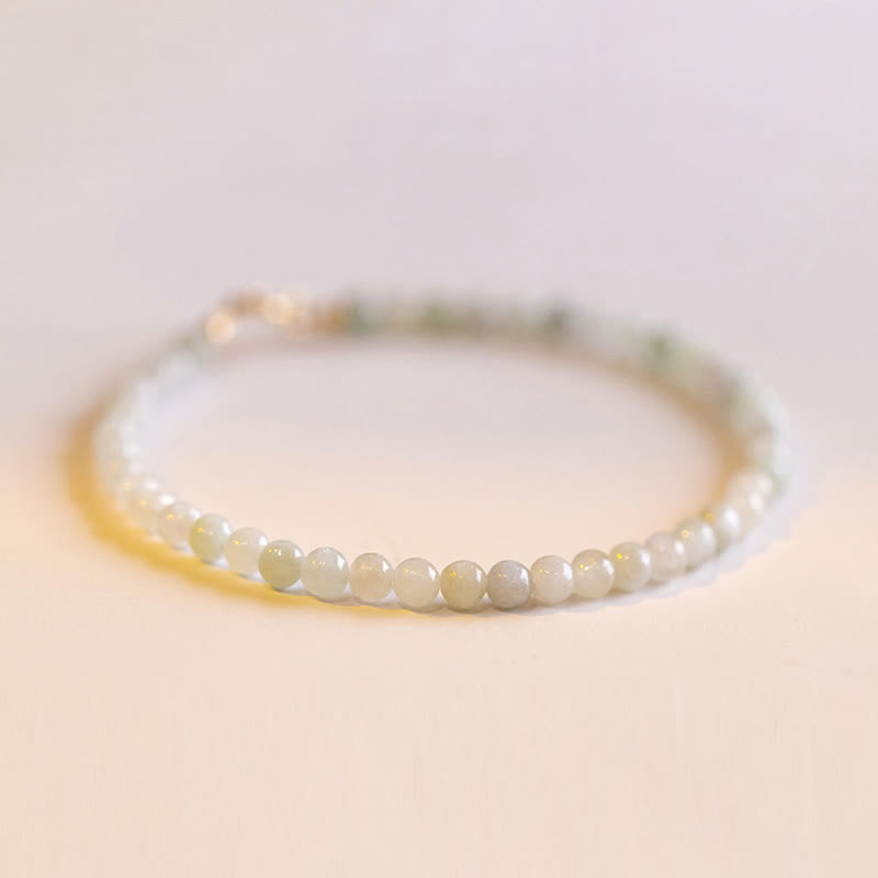 Bracelet porte-bonheur en jade de 2 mm plaqué or 14 carats