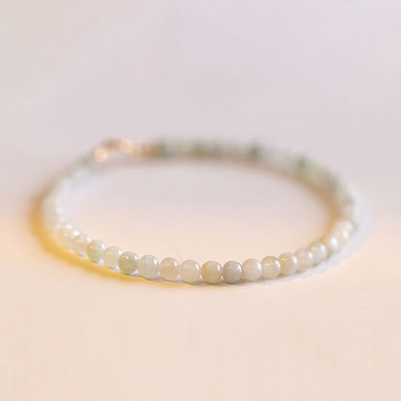Bracelet porte-bonheur en jade de 2 mm plaqué or 14 carats