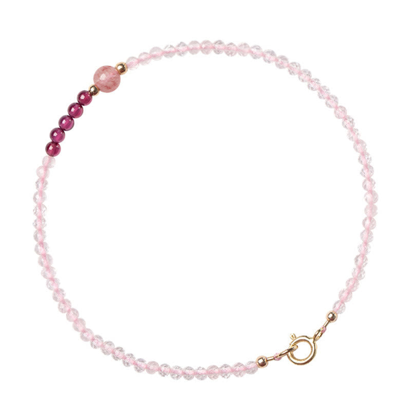 Bracelet de guérison en quartz rose, grenat et quartz fraise de 2 mm