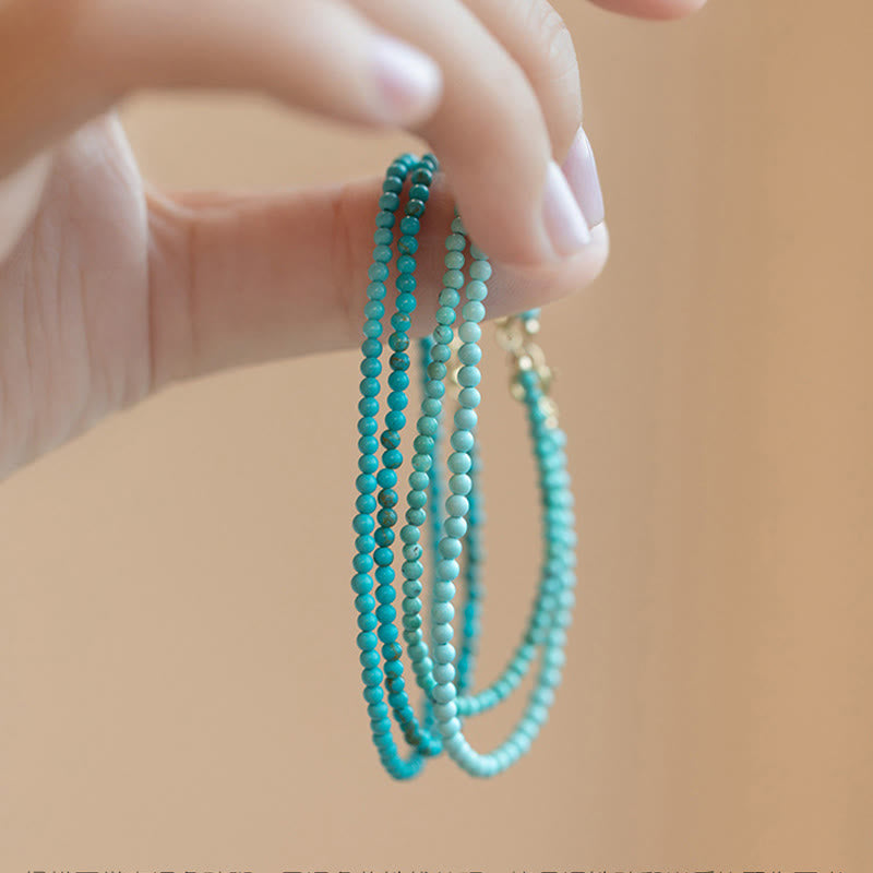 Bracelet Sagesse en turquoise de 2 mm et or 14 carats