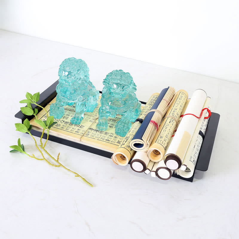 Lot de 2 statues de lion en résine pour le courage et la force | Figurines spirituelles