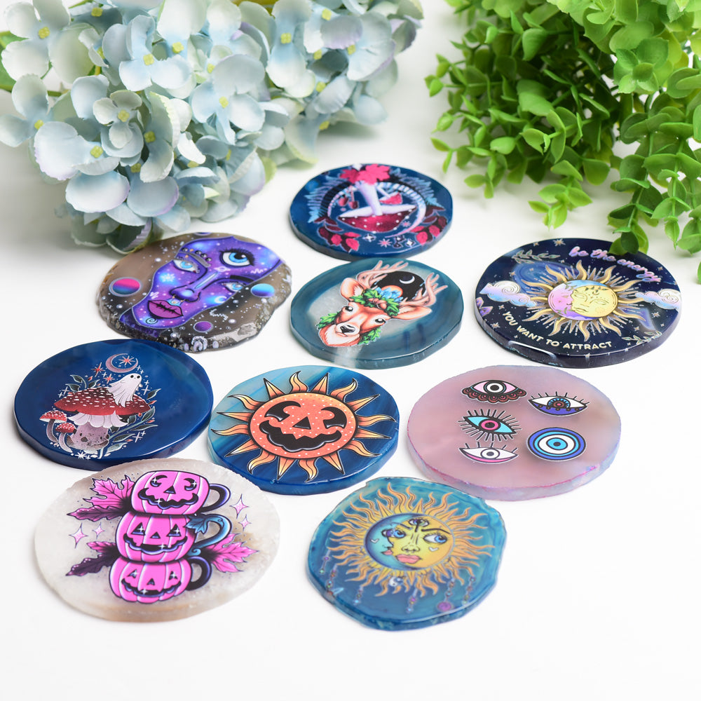 Dalle de cristal d'agate de 3,0 à 3,5 pouces pour exposition de guérison