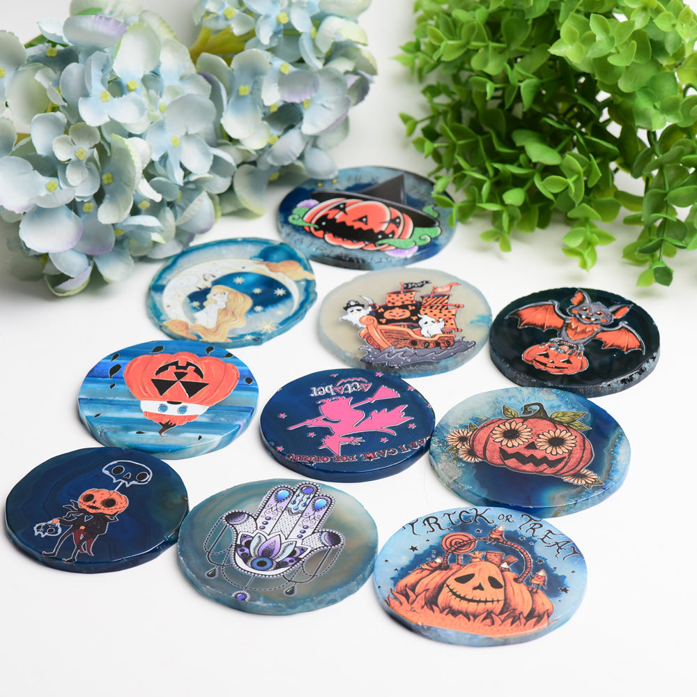Dalle de cristal d'agate d'Halloween de 3,0 à 3,5 pouces pour la guérison