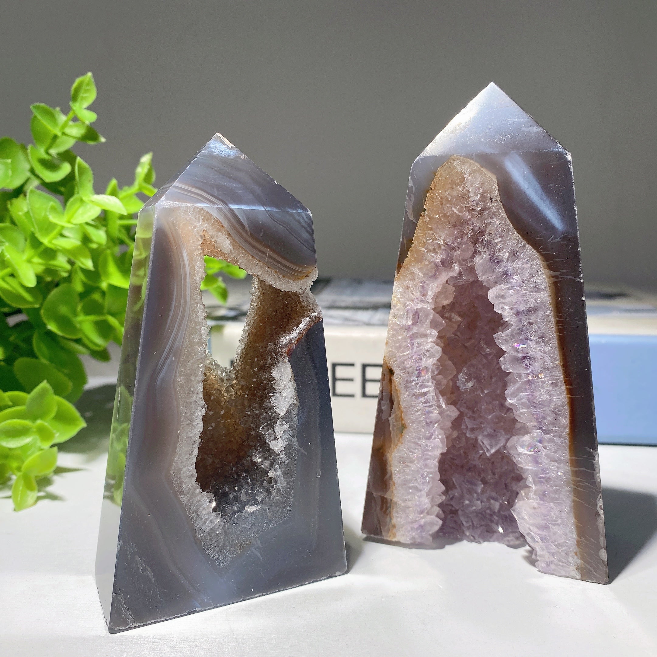 3.0-8.0" Druzy Agate Amethyst Healing Crystal Tower