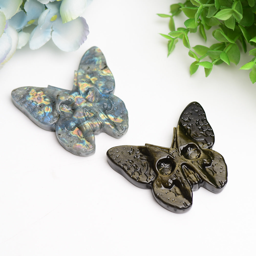 3.0 Inch Labradorite & Golden Obsidian Butterfly Crystal Carving