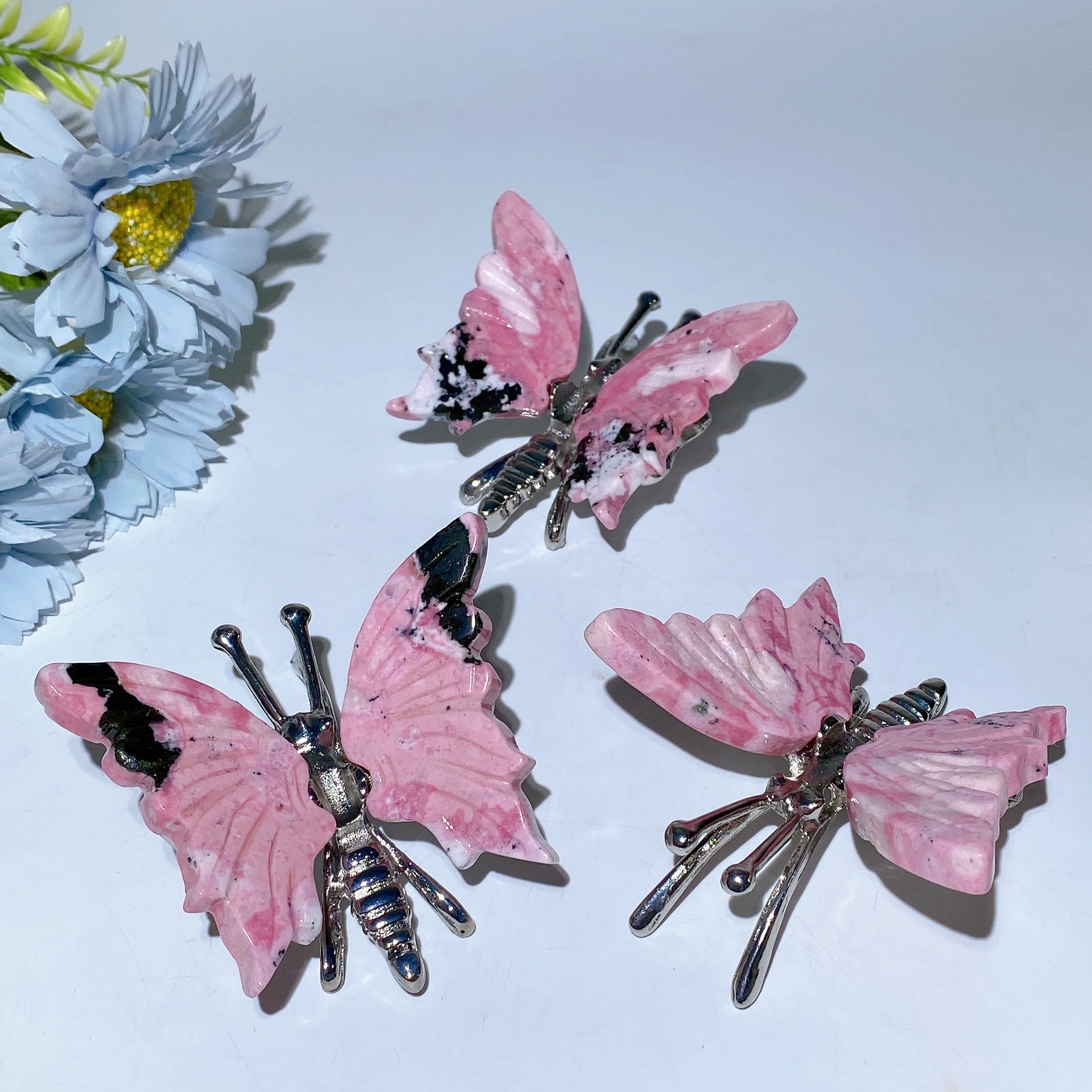3.0 Inch Peru Rhodonite Butterfly Crystal Figurine Carving