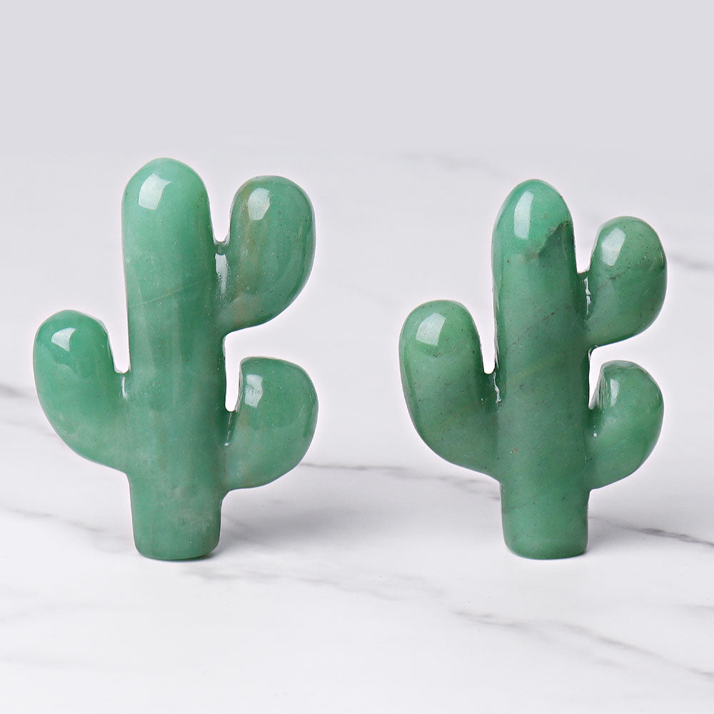 Figurine de cactus en cristal d'aventurine verte de 3,1 pouces
