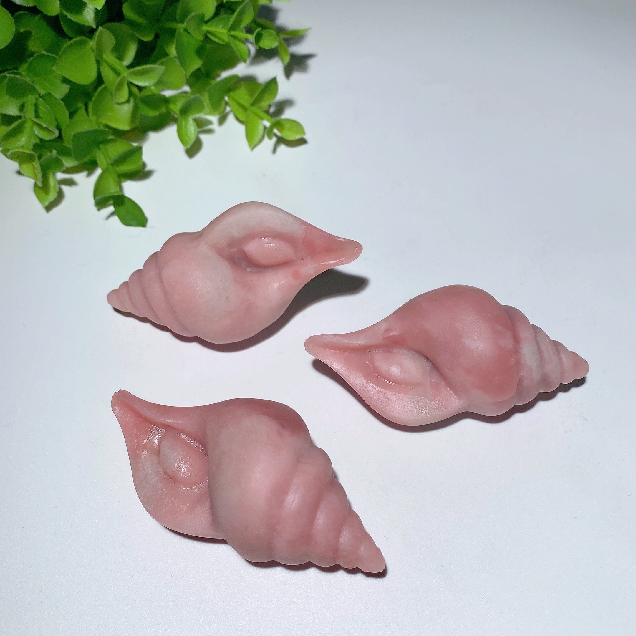 3.1 Inch Pink Jade Sea Snail Crystal Figurine for Healing