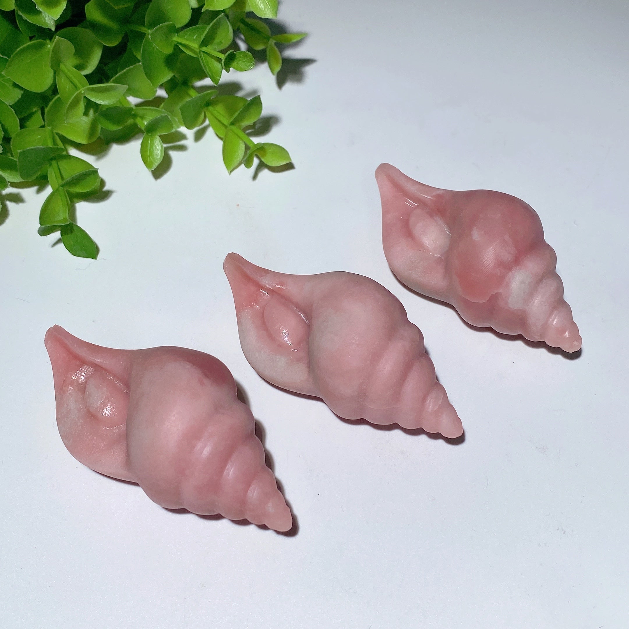 3.1 Inch Pink Jade Sea Snail Crystal Figurine for Healing