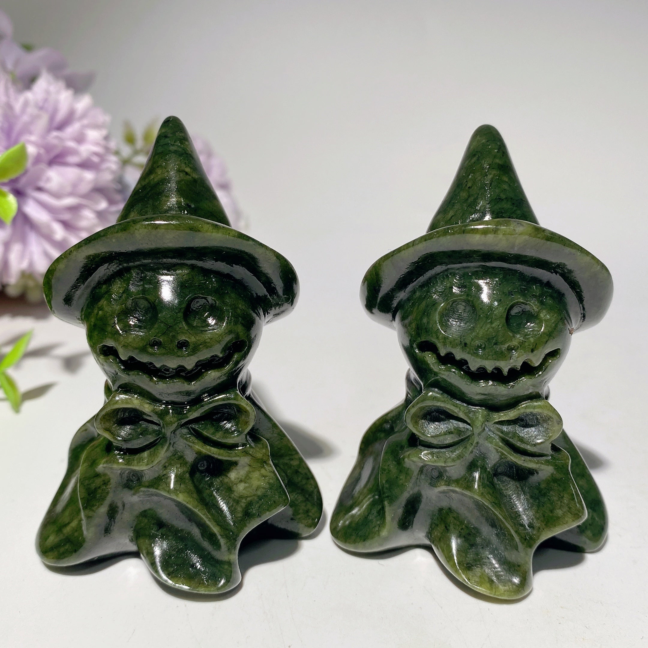 Figurine fantôme en cristal avec chapeau de sorcier serpentin de 3,1 pouces