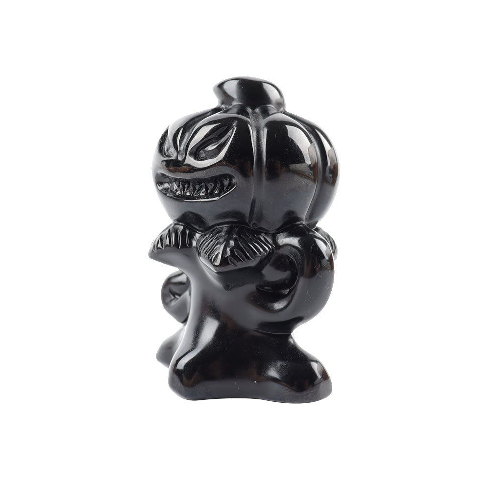 Figurine fantôme citrouille en cristal d'obsidienne noire de 3,15 pouces