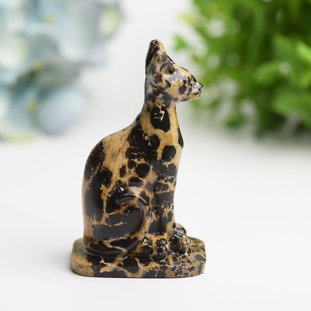 Figurine de chat en cristal sculpté de 8 cm pour l'énergie de guérison