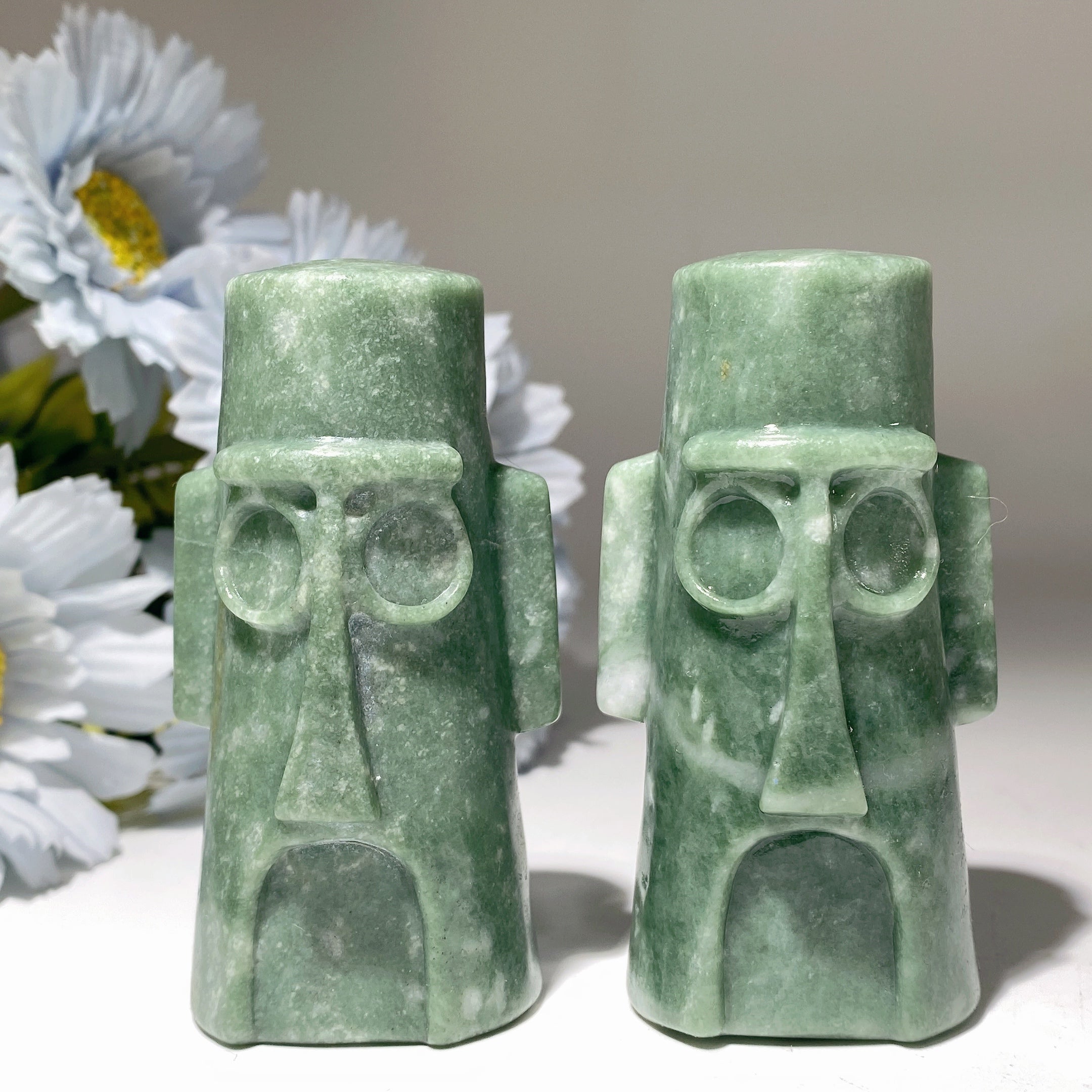 3.2 Inch Green Jade Crystal Figurine Carving for Healing