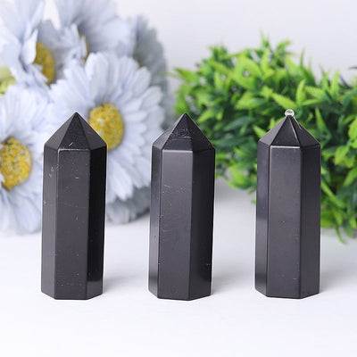 Tour de cristal de guérison en shungite de 3,2 pouces pour l'équilibre de l'aura