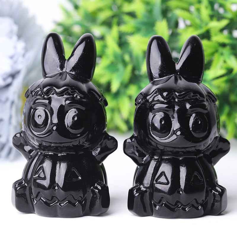 3.3-inch Black Crystal Pumpkin Ghost Halloween Figurine