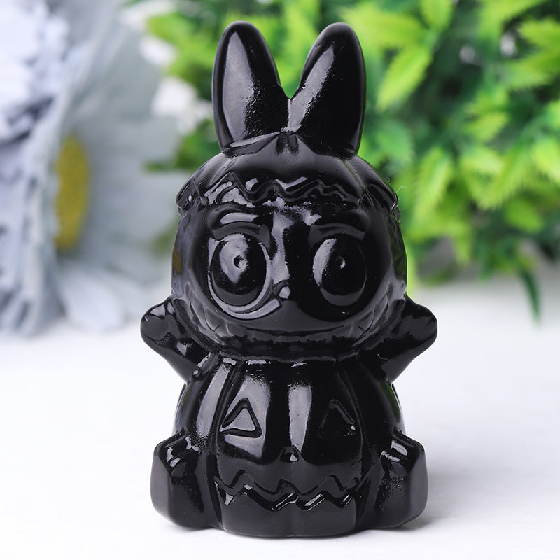3.3-inch Black Crystal Pumpkin Ghost Halloween Figurine