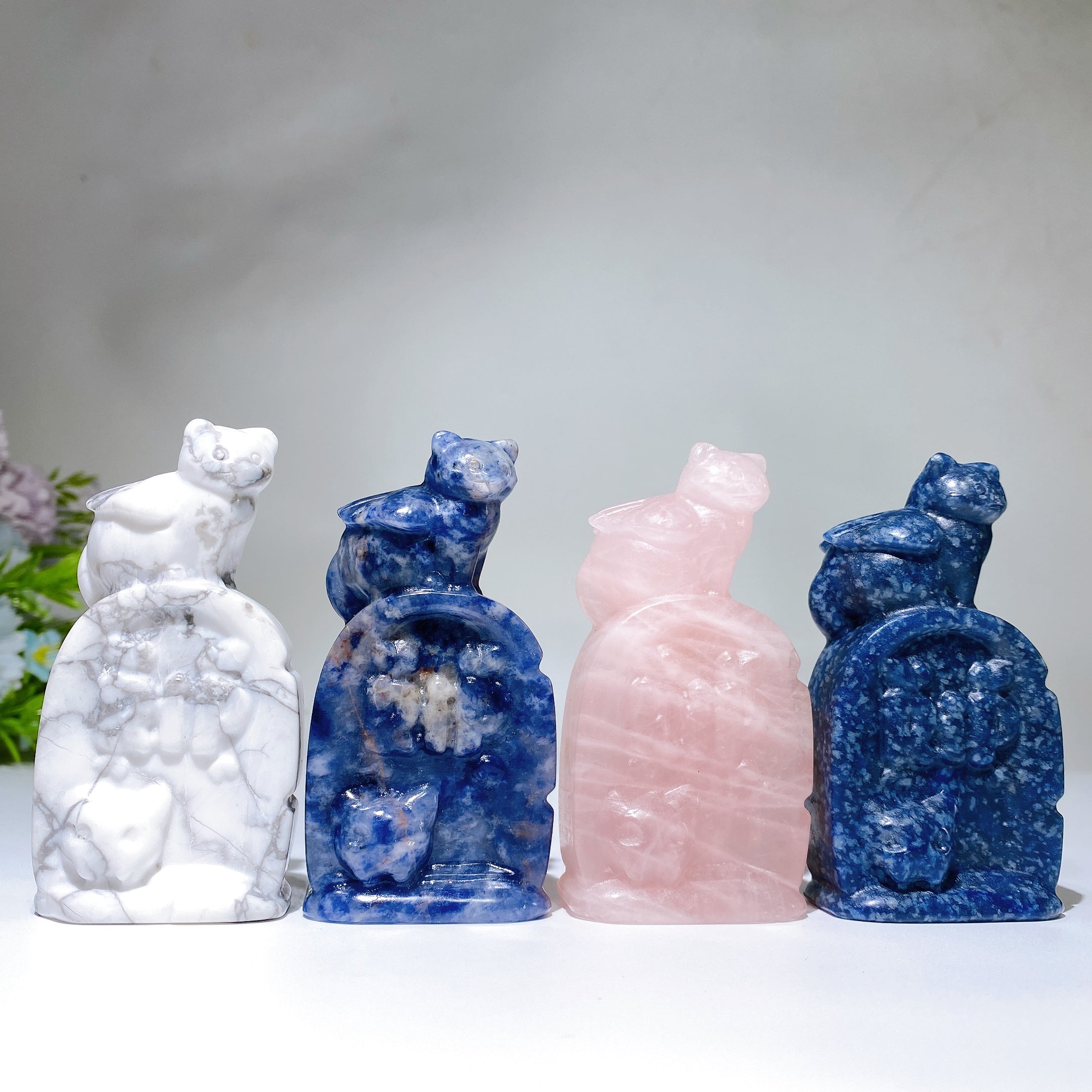 Sculpture de chat en cristal de 3,3 pouces pour la guérison et la décoration