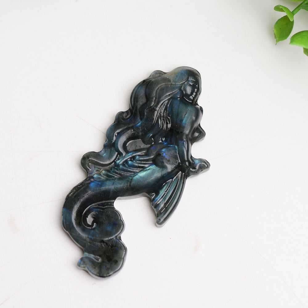 Figurine sirène en cristal de labradorite de 3,3 pouces