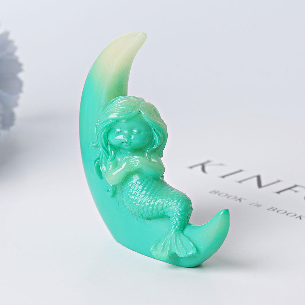 3.3 inch Resin Mermaid Moon Spiritual Carving for Meditation