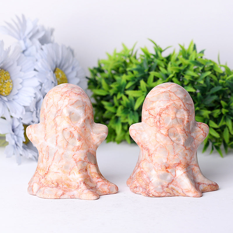 3.4 Inch Red Line Ghost Crystal Figurine for Halloween