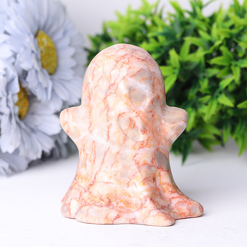 3.4 Inch Red Line Ghost Crystal Figurine for Halloween