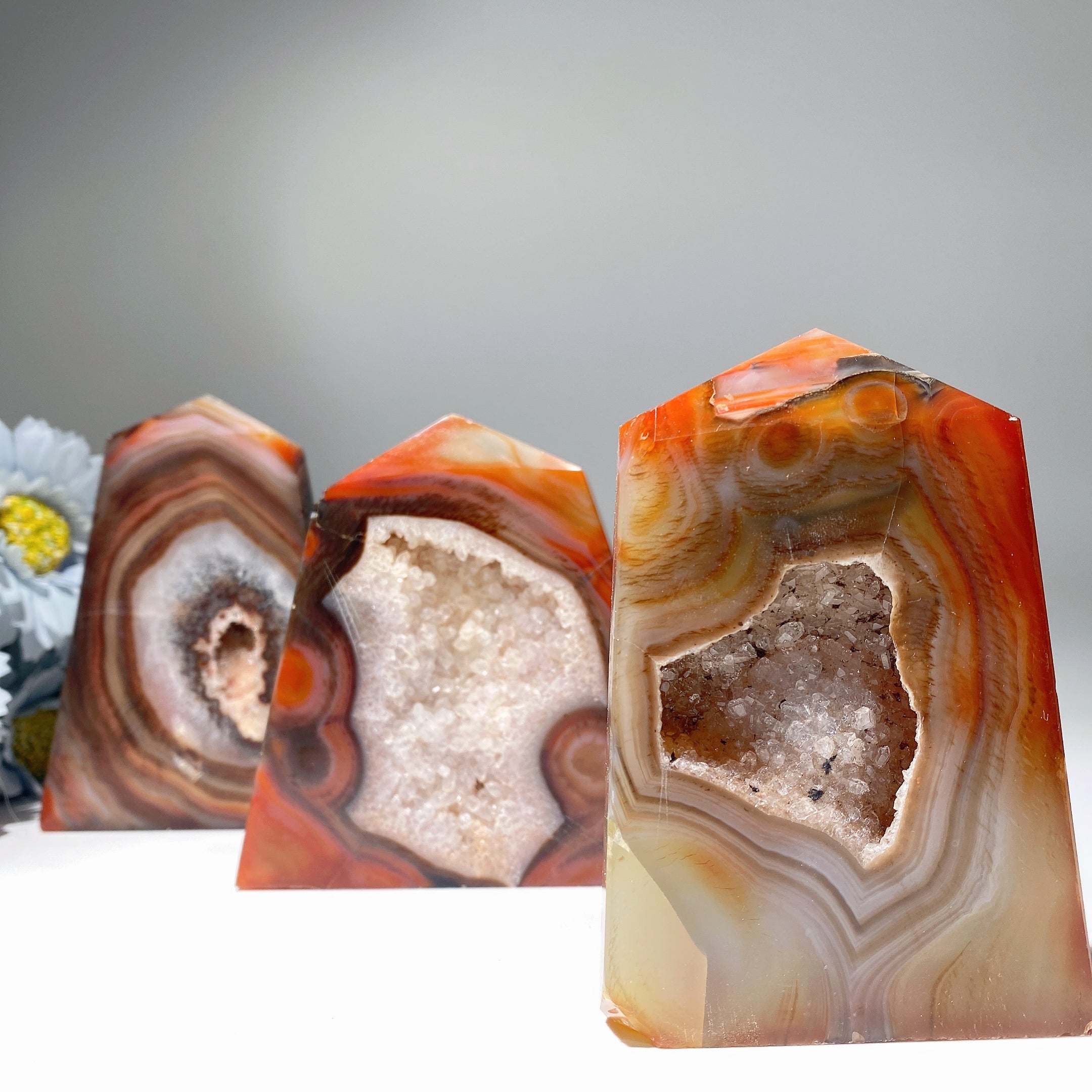 Cristal d'agate druzy de 3,5 à 4 pouces, forme libre de guérison