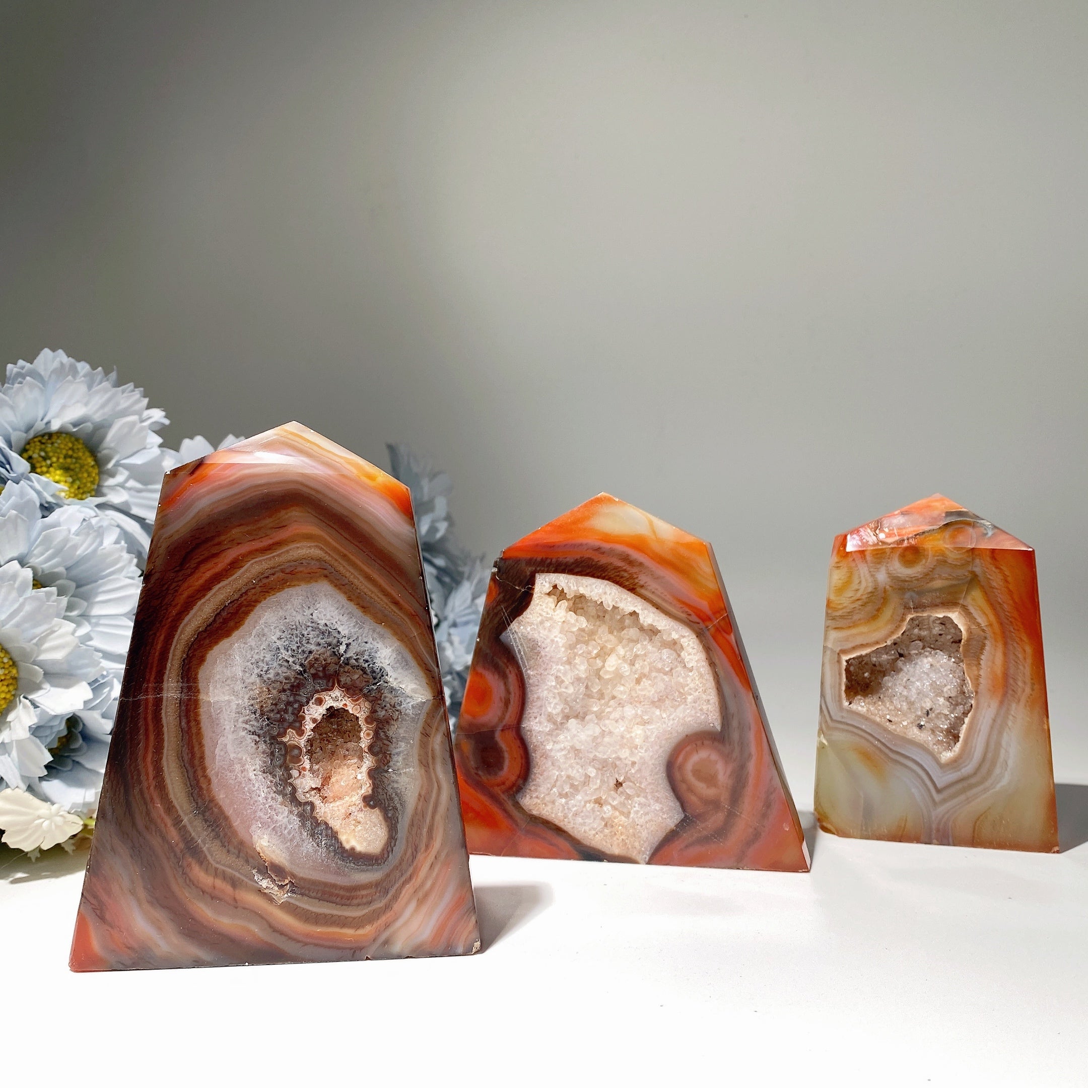 Cristal d'agate druzy de 3,5 à 4 pouces, forme libre de guérison