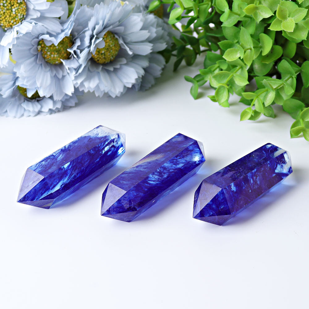 3.5-4 inch Blue Double Terminated Crystal Points for Energy Healing
