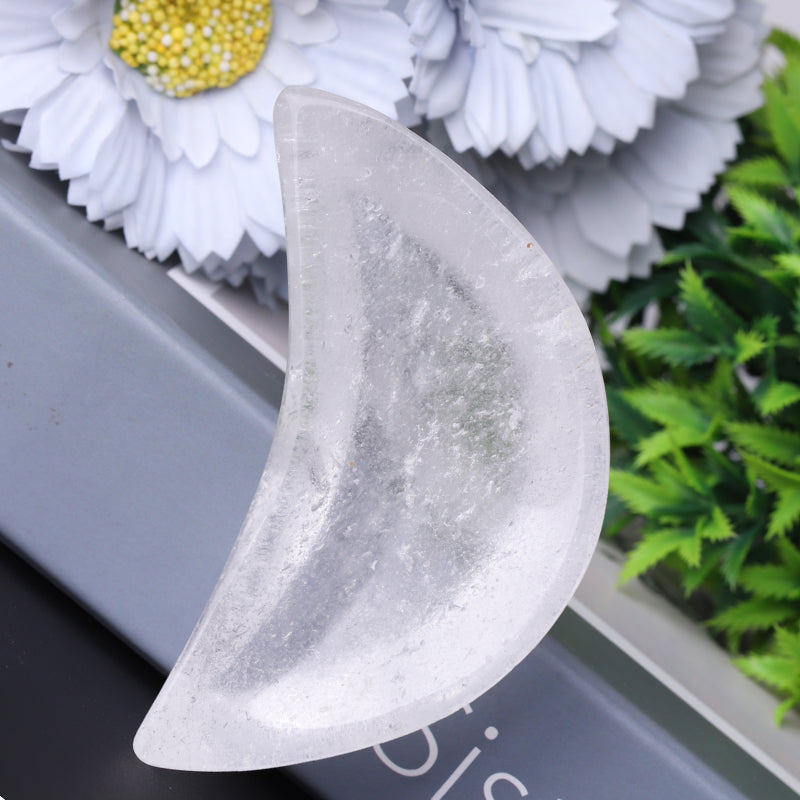 Bol en quartz transparent en forme de lune de 3,5 pouces pour la guérison