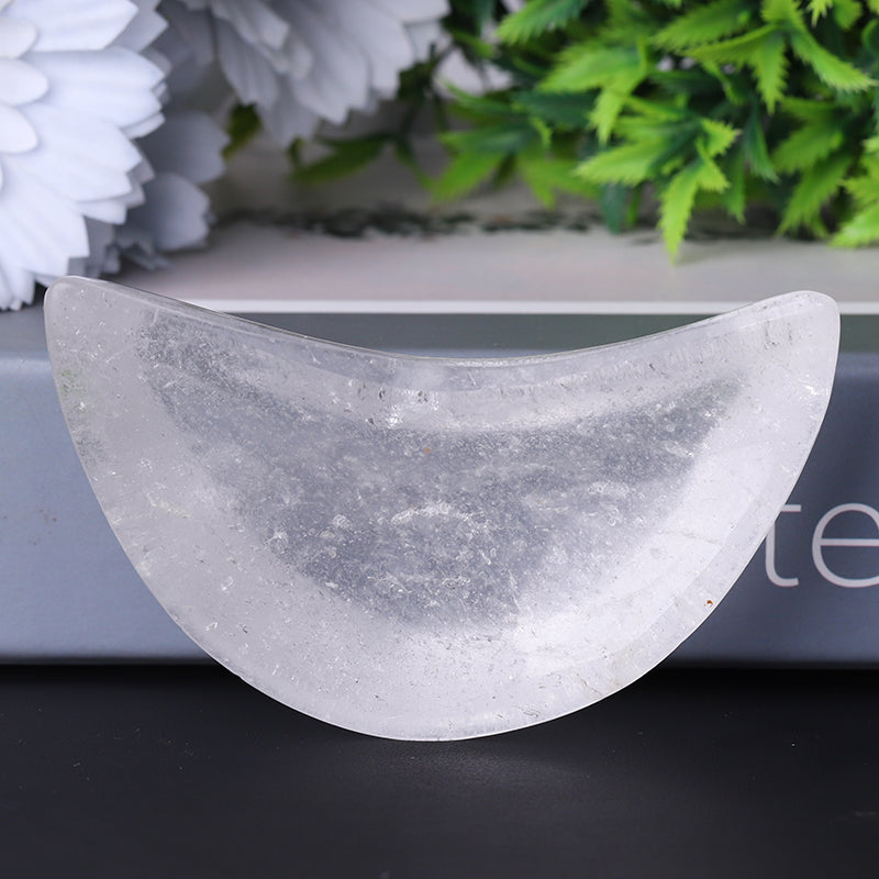 Bol en quartz transparent en forme de lune de 3,5 pouces pour la guérison