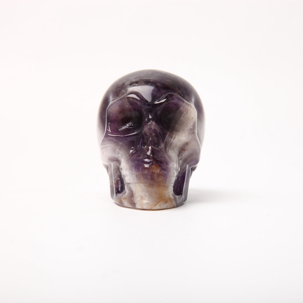 Crâne sculpté en cristal d'améthyste de rêve de 3,5 pouces